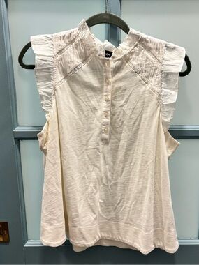 ME+EM Cream Ruffle Sleeve Henley Camisole